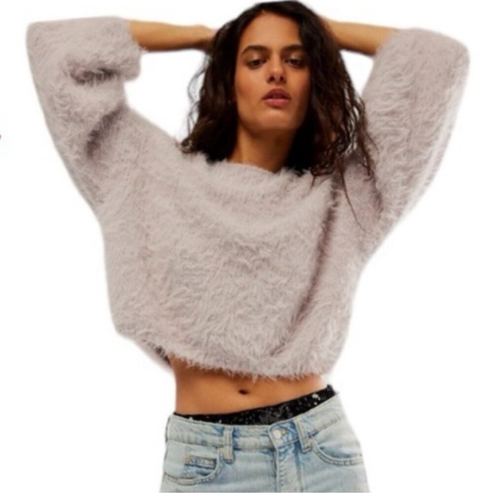 Free People Pop Star Sweater Cozy Pullover Soft Fuzzy Lilac Frost Size‎ XS